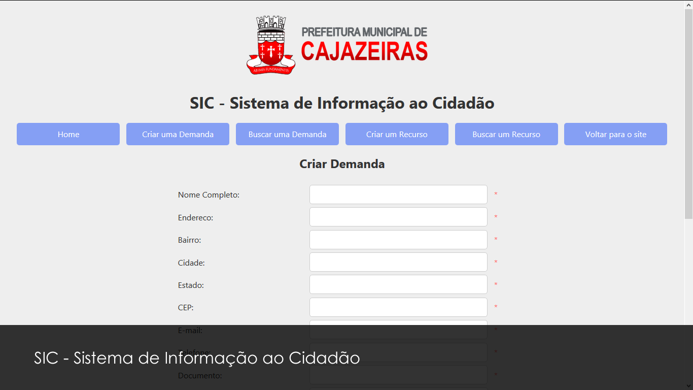 SIC - Sistema de Informação ao Cidadão